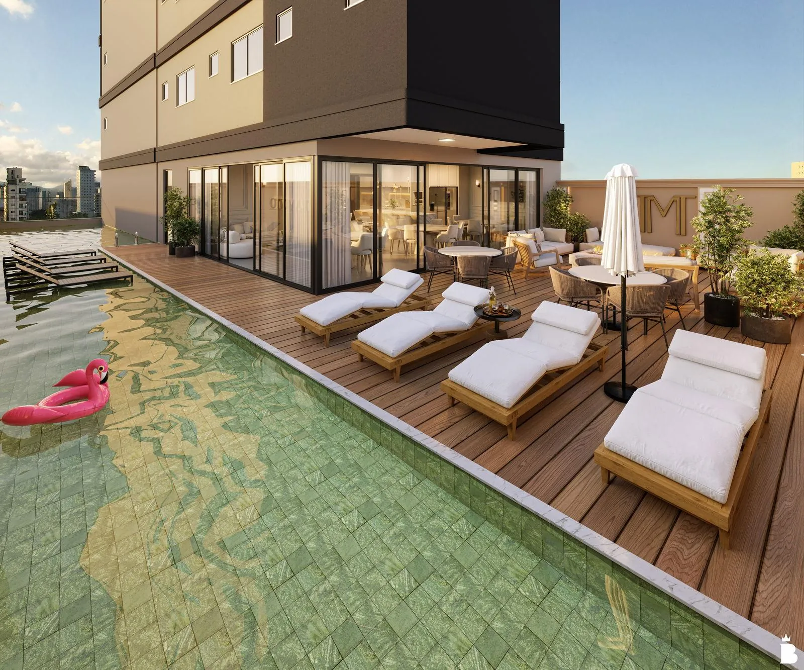 Deck da piscina do Algarve Residence