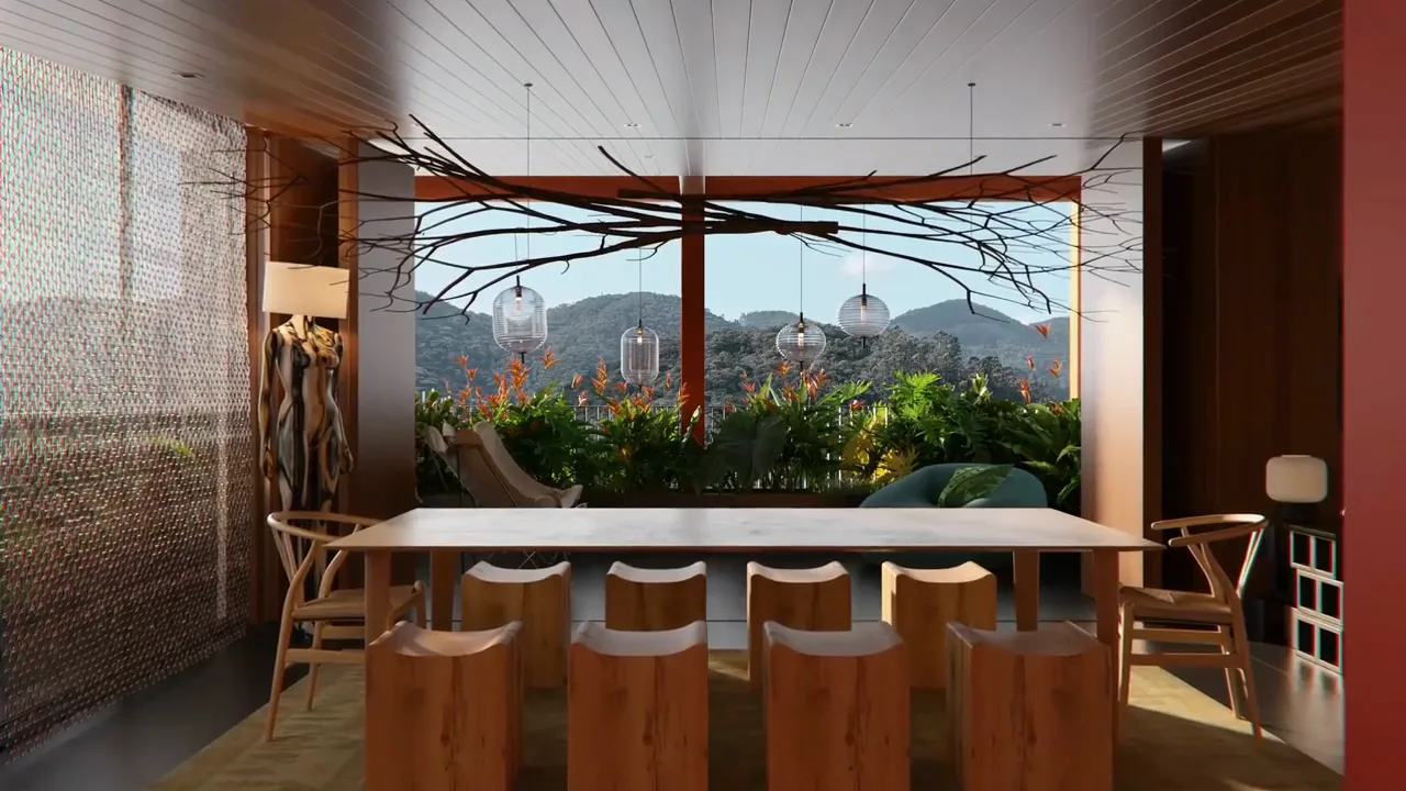 Espaço gourmet com vista para os morros no Tenet