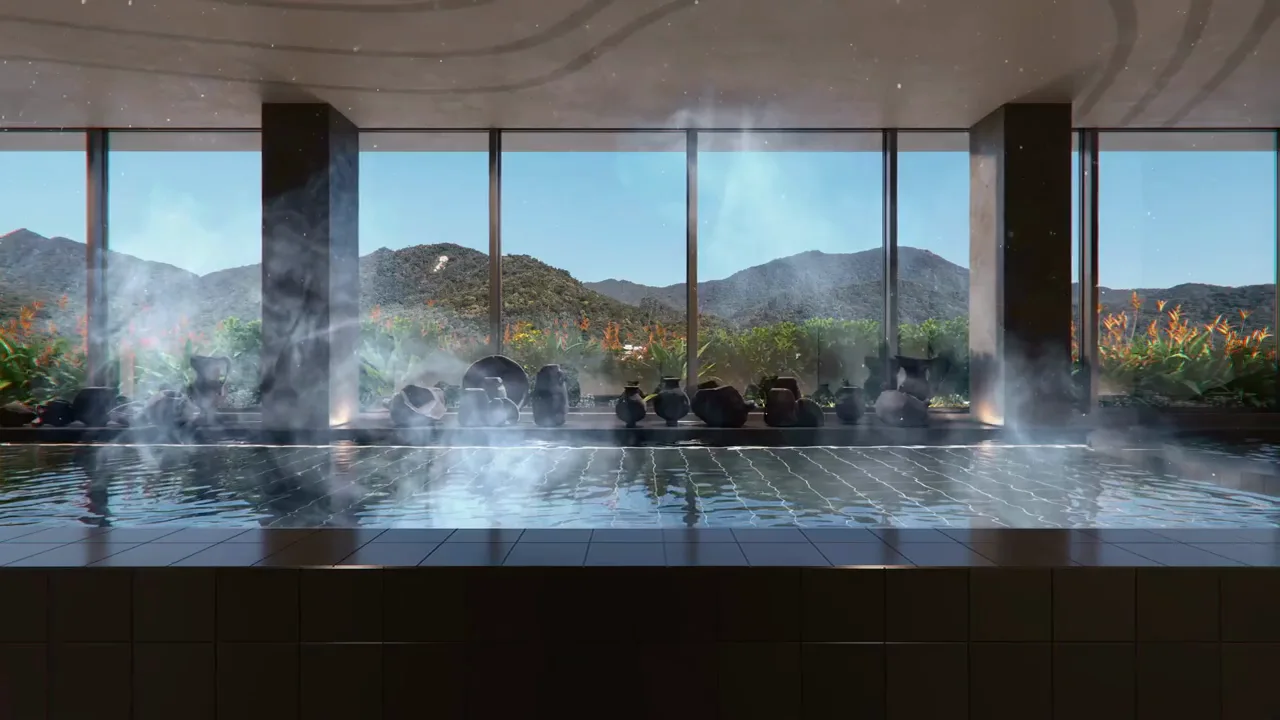 Piscina com vista para os morros no Tenet